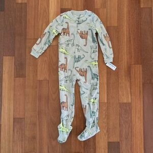 NWT Carters Boys Fleece Footed Zip Pajamas Dinosaurs Grey